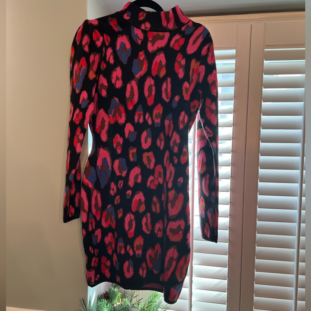 Farm Rio Iridescent Leopards Knit Mini Dress L BNWT